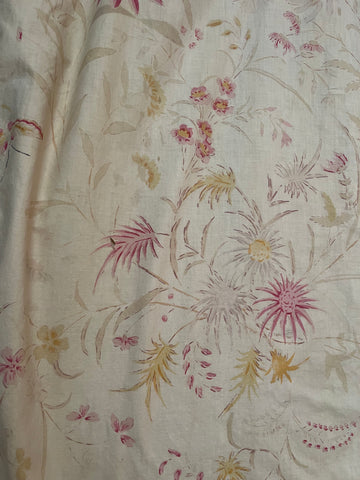 Antique Block Print Chinoiserie Panel Birds Flowers: C1930 France