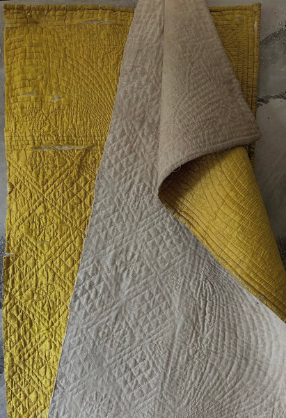 Handmade Antique Silk Boutis Quilt Border: C18th,Provence, France