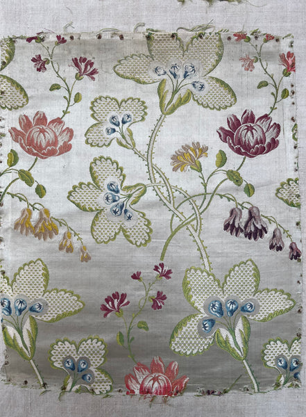 Antique Eighteenth Century Rococo Silk Brocade Panels: C18th Lyon, France