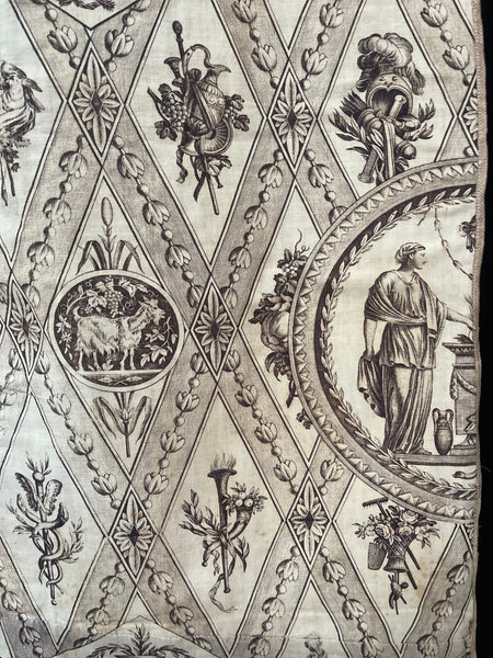Toile de Jouy panel with cupids and Goddesses: C1800 France