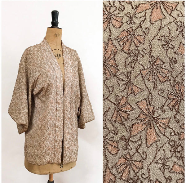 Silk Crepe Brocaded Kimono Jacket: C20th Japan