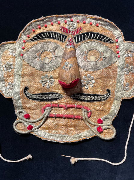 Rare Antique Folk Art Metallic Textile Mask Ramlila of Ramnagar(Varanasi)India C20th