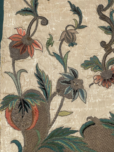 Rare Antique Silk and Gilt Thread Embroidered Apron : C18th England