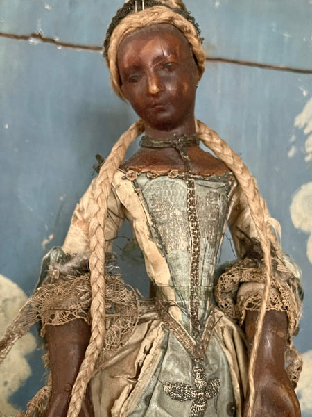 Rare Antique Wax Costume Figurine by Frères Guillot: C18th Nancy, France