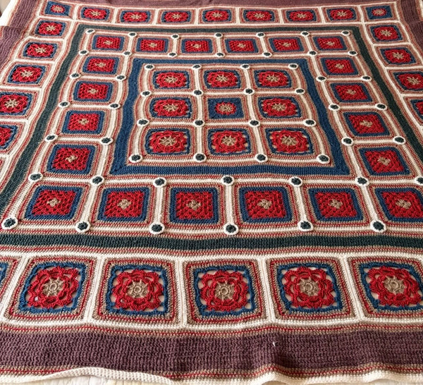 Handmade Crochet Patchwork Throw Blanket: C1960 Britain