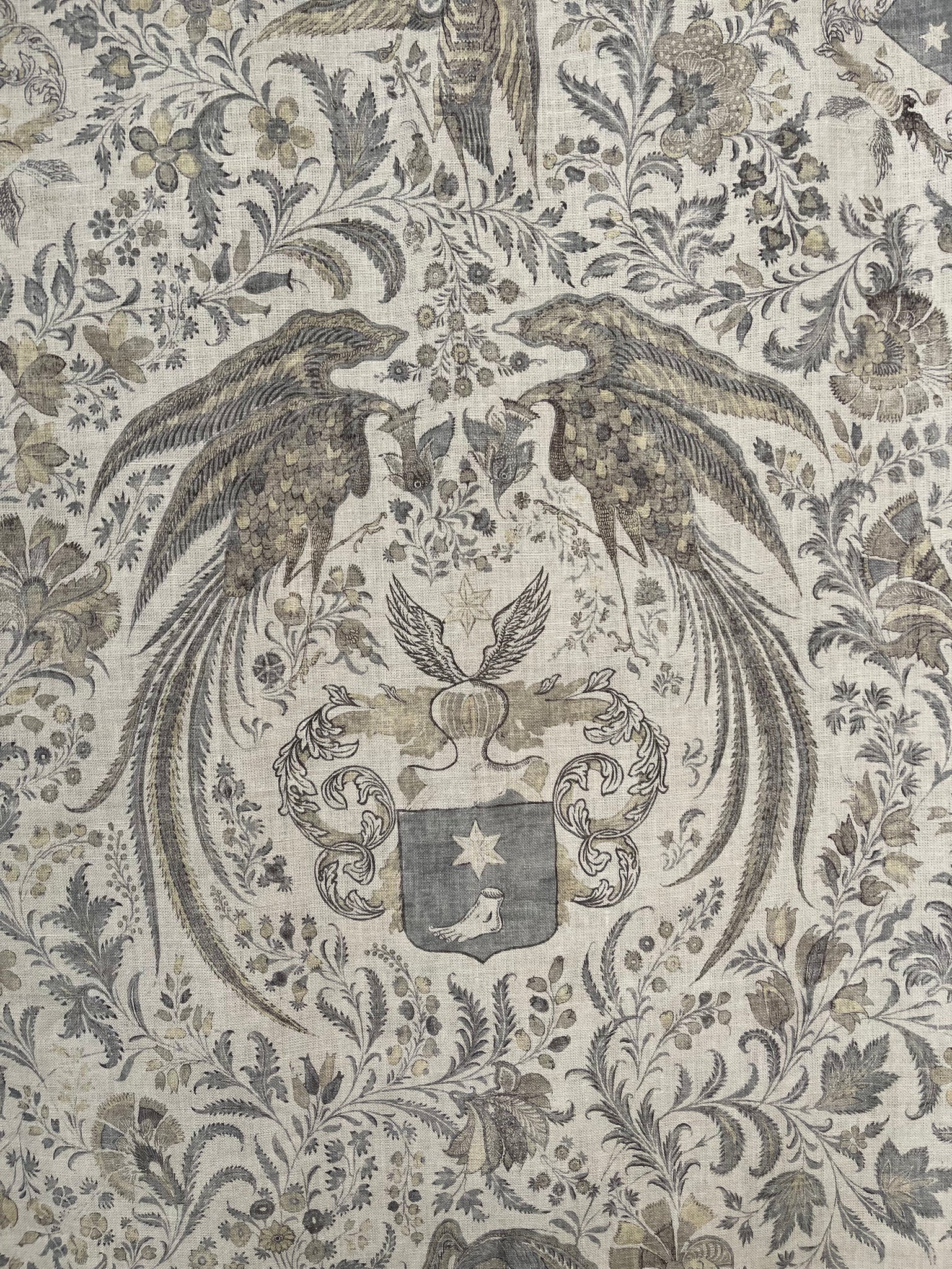 Contemporary Linen Wallhanging with Print of Palampore Interior Decor