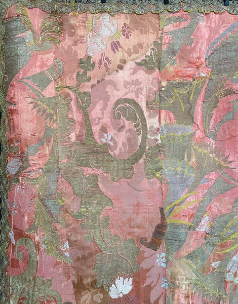 Antique Rare Bizarre Silk Brocaded Panel Rare: Early C18th France