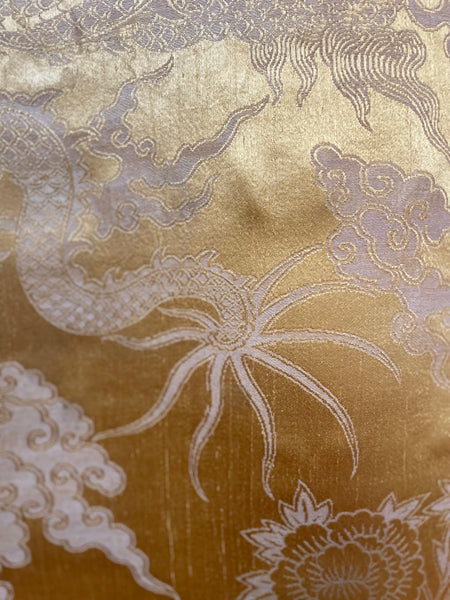 Silk Brocaded Panel with Five Claw Dragon & Symbolic imagery: C1900 Japan