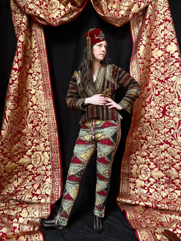 Collectable Antique Folk Art Costume Harlequin Trousers Pants: C19th Belgium