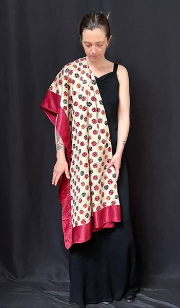 Antique Silk Embroidered Traditional Wedding Shawl : C20th Gujarat, India