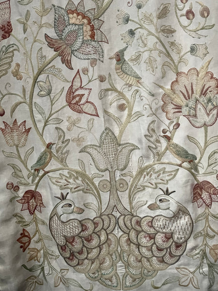 Antique Arts and Crafts Jacobean Revival Crewelwork Wallhanging with Tree of Life: C1900 Britain