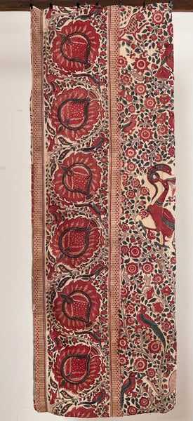 Rare Block Print and Hand Painted Palampore Border Fragment Coromandel Coast: C18th India