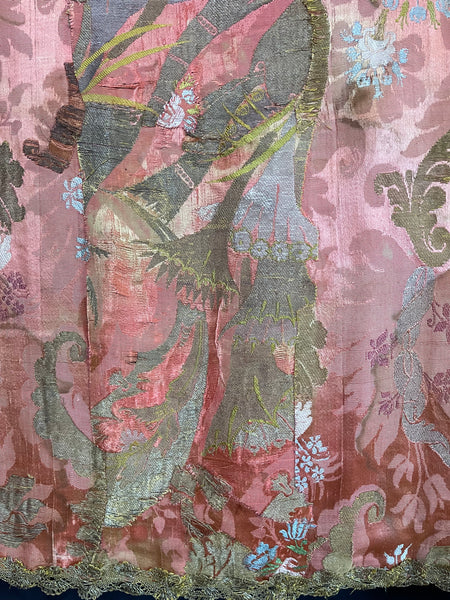 Antique Rare Bizarre Silk Brocaded Panel Rare: Early C18th France