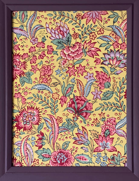 Antique Framed Block Print Hand Painted Wallpaper Samples: C19th Alsace, France