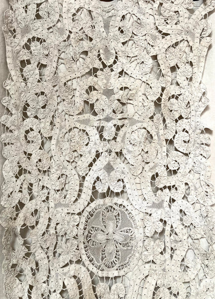 Early Antique Milanese Tape Lace Panel Handmade Collectable Italian Antique Lace: C18th Century, Milan, Italy