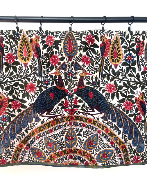 Antique Block Print Palampore Wallhanging with Peacocks C19th India