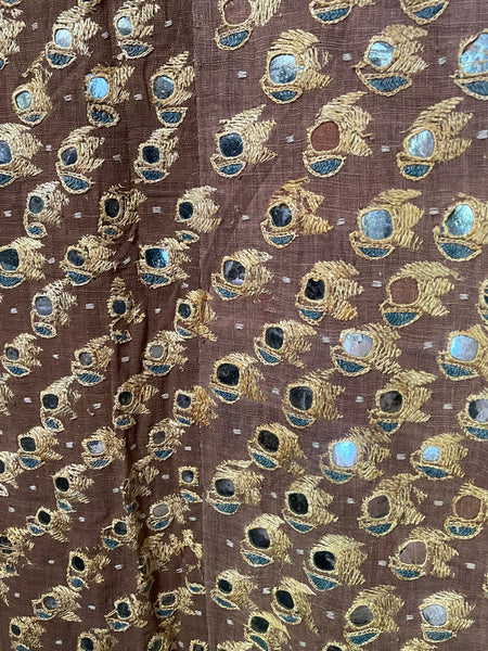 Antique Traditional Floss Silk Embroidered and Mirrored Phulkari Wallhanging Interior Decor Collectable
