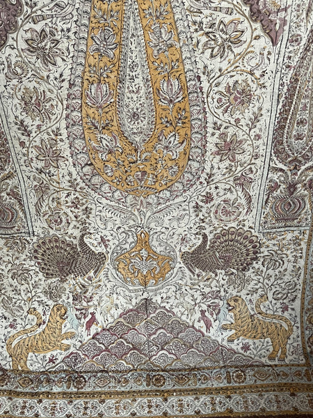 Antique Hand Block Printed Kalamkari Wallhanging: C19th India