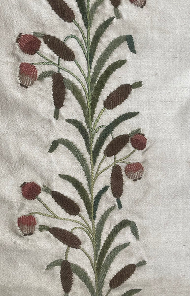 Antique Fine Hand Embroidered Chenille Panel Florals: C18th France