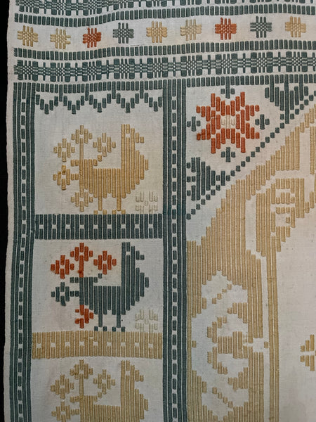 Traditional Scandinavian Flatweave Wallhanging with Mythical Horse: C1910/20 Sweden