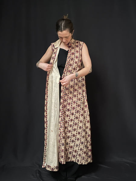 Traditional Floss Silk Embroidered Sleeveless Dress: C19th Sindh, Pakistan