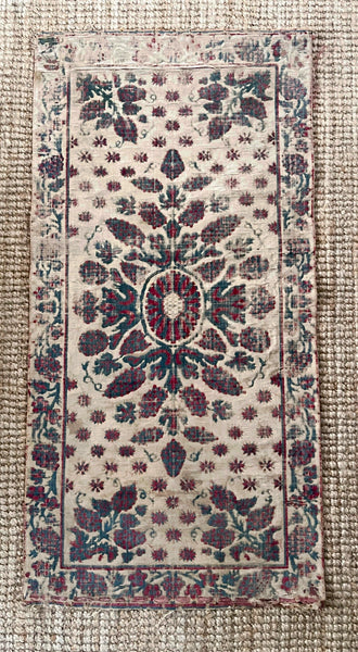 Antique Ottoman Voided Silk Velvet Pillow Yastik: 18th Century Turkey