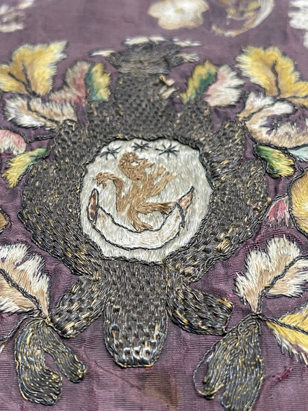 Early Silk and Metal Thread Embroidered Chalice Cover: C17th Europe