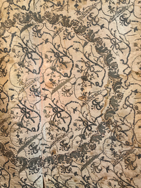 Antique Gilt Thread and Sequin Pink Silk Wallhanging: C18th Ottoman Turkey