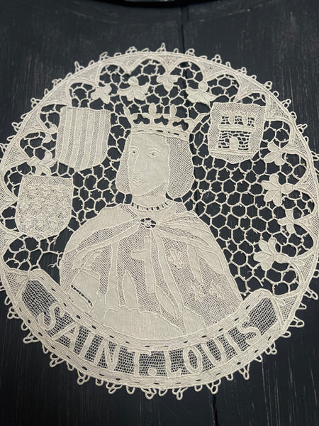 Antique Figurative Bobbin Lace Roundels Kings France: Late C18th Early C19th, Italy