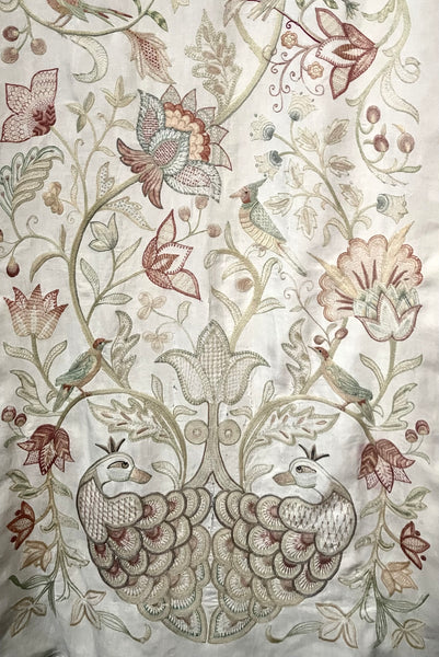 Antique Arts and Crafts Jacobean Revival Crewelwork Wallhanging with Tree of Life: C1900 Britain