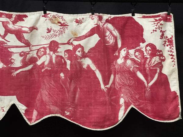 Antique Toile de Nantes ‘Chariot of Dawn’ Pelmet: C18th France