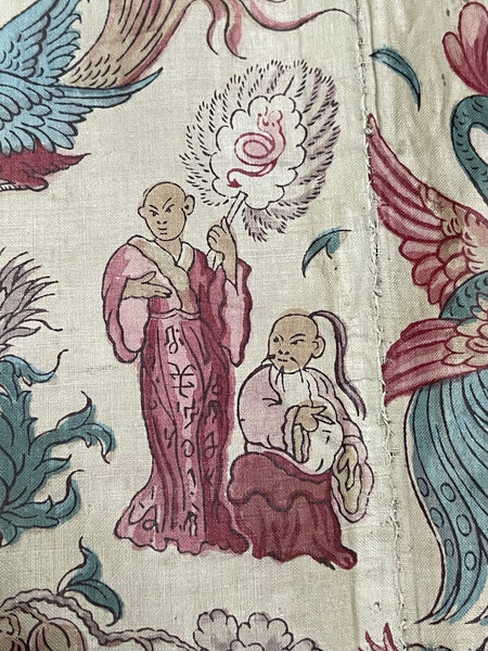 Panel of Georgian Glazed Chintz with Dragons and Exotic Creatures: C1800 England