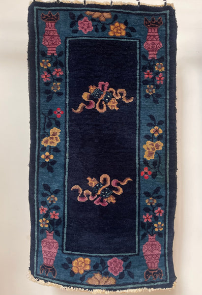 Pair Handmade Art Deco Chinoiserie Rugs: C1920s China