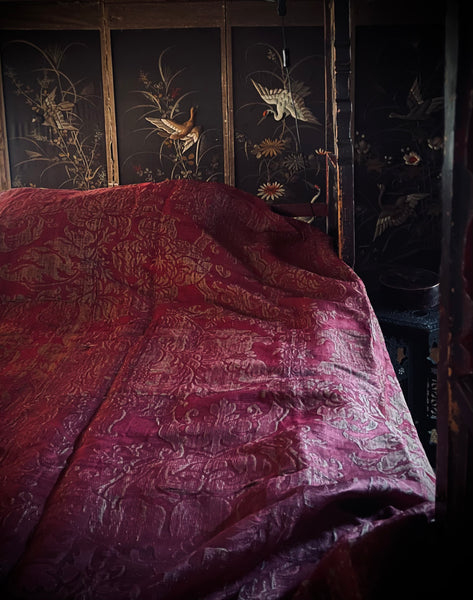 Italianate Silk Brocade Bedcover or Wallhanging: C17th Italy