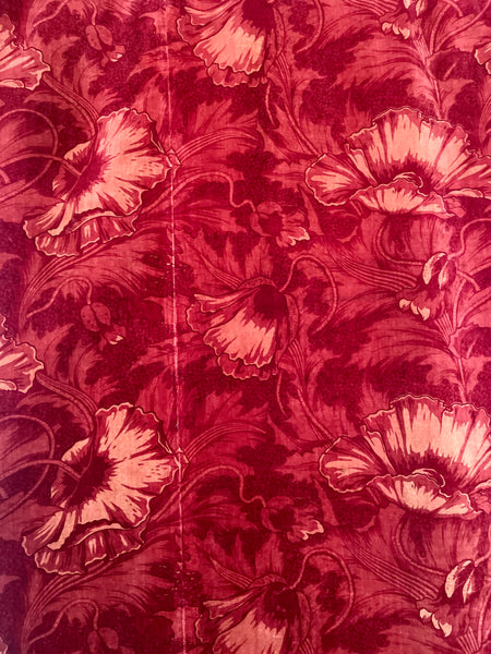 Antique Arts and Crafts Art Nouveau Block Printed Velvet, Poppies by Lindsay Butterfield: C1890 England