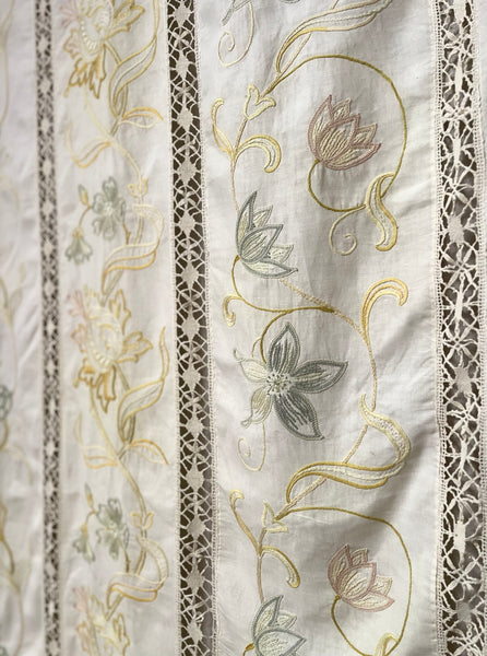 Antique Arts & Crafts Hand Embroidered Bedcover, Throw or Curtain: C1900 Britain