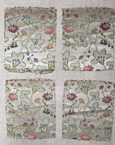 Antique Eighteenth Century Rococo Silk Brocade Panels: C18th Lyon, France