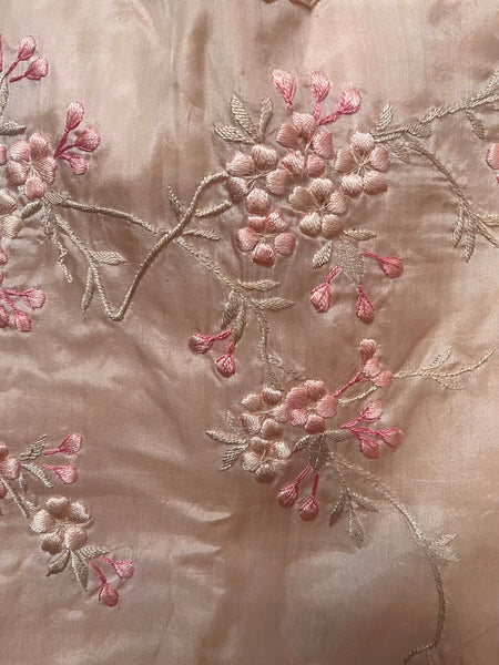 Antique Childs Traditional Silk Kimono With Cherry Blossom Embroidery: C1910/20 Japan