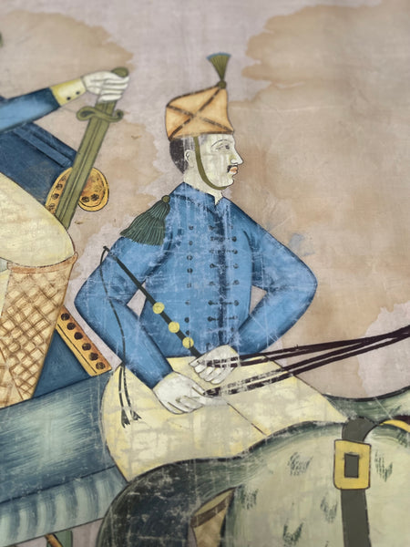 Hand Painted Silk Wallhanging Napoleon in Horse Drawn Carriage, C19th China, for export