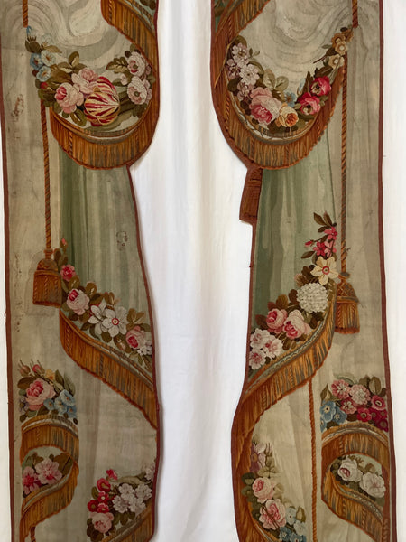Pair Trompe L’oeil Aubusson Tapestry Portier Wall Hangings: C18th France