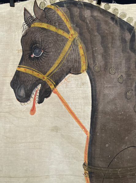 Antique Handpainted Wallhanging Pashawai Decorative Horse: late C19th early C20th