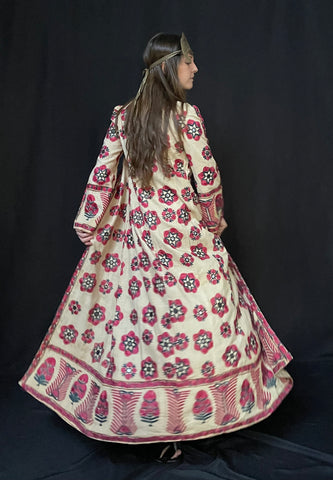 Silk Embroidered Coat Dress with Mirrors: C20th Sindh, Pakistan