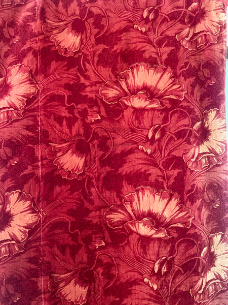 Antique Arts and Crafts Art Nouveau Block Printed Velvet, Poppies by Lindsay Butterfield: C1890 England