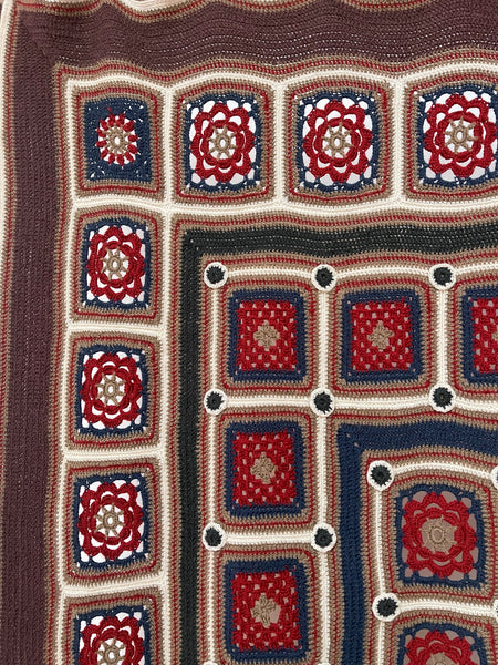 Handmade Crochet Patchwork Throw Blanket: C1960 Britain