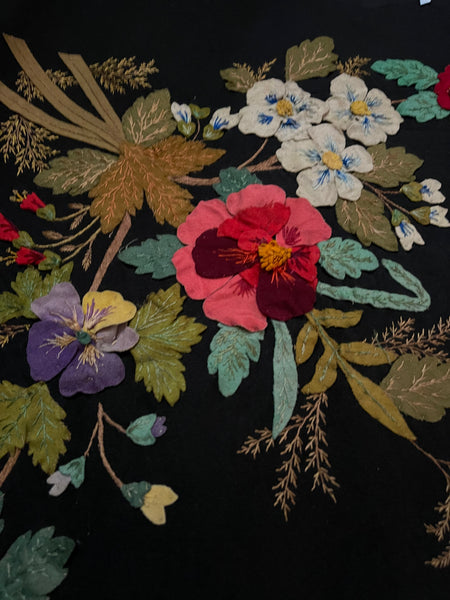 Traditional Folk Art Appliqué and Embroidered Wallhanging: C19th Muhu Island Estonia