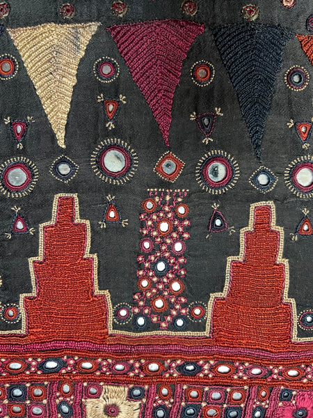 Fine Antique Silk Embroideries Shisha Mirrors: C19th Gujarat, India