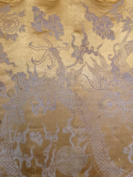Silk Brocaded Panel with Five Claw Dragon & Symbolic imagery: C1900 Japan