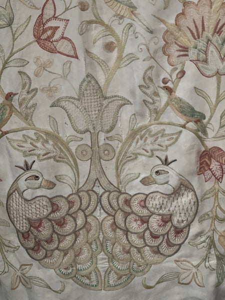 Antique Arts and Crafts Jacobean Revival Crewelwork Wallhanging with Tree of Life: C1900 Britain