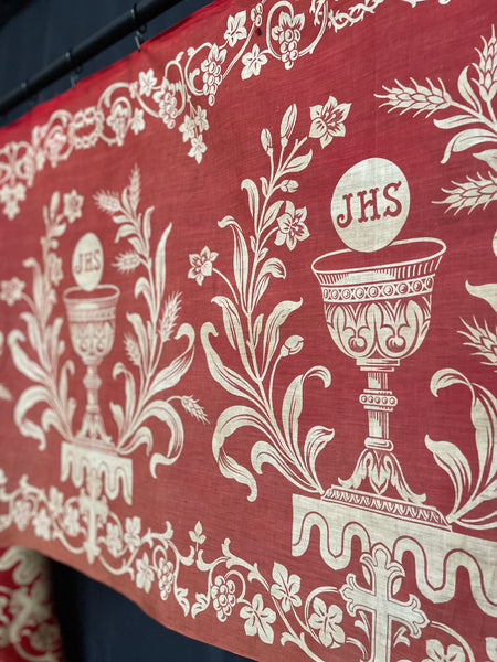 Arts & Crafts Printed Cotton Wall Hanging Banner Pelmet Gothic Ecclesiastical: C1900 Britain