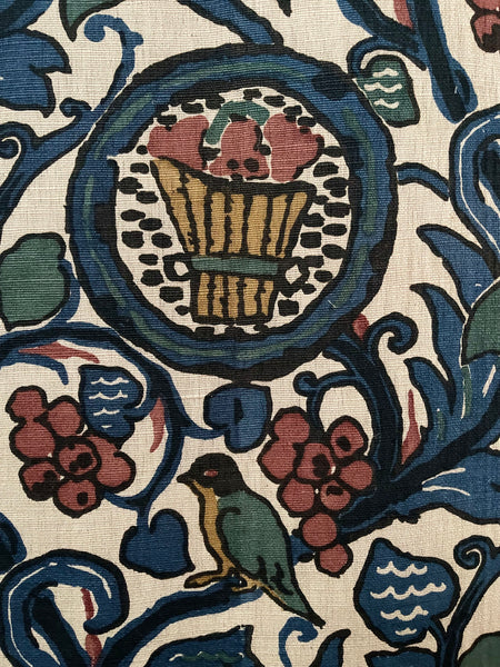 Art Deco Era Printed Linen Textile by Paul Dumas: C1920 France